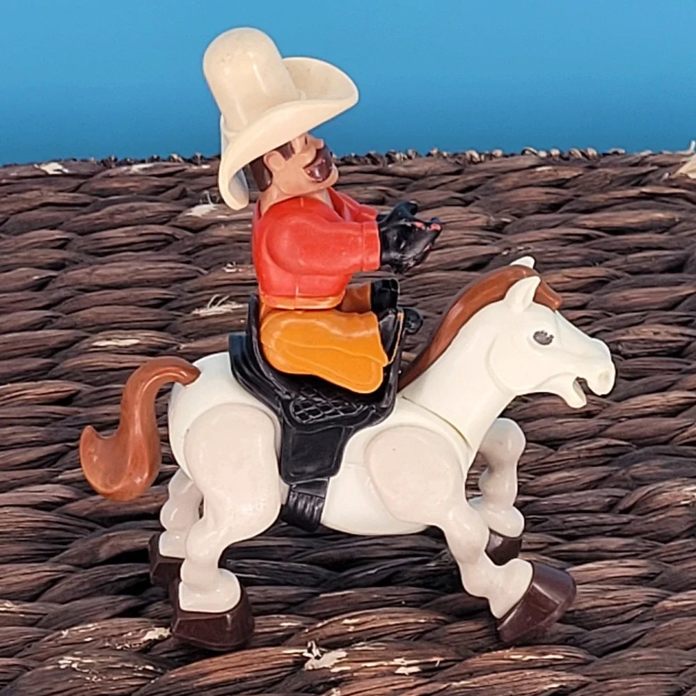Vintage 1979 Fisher Price Husky Helpers Rodeo Rig #330 Truck Cowboy Horse set